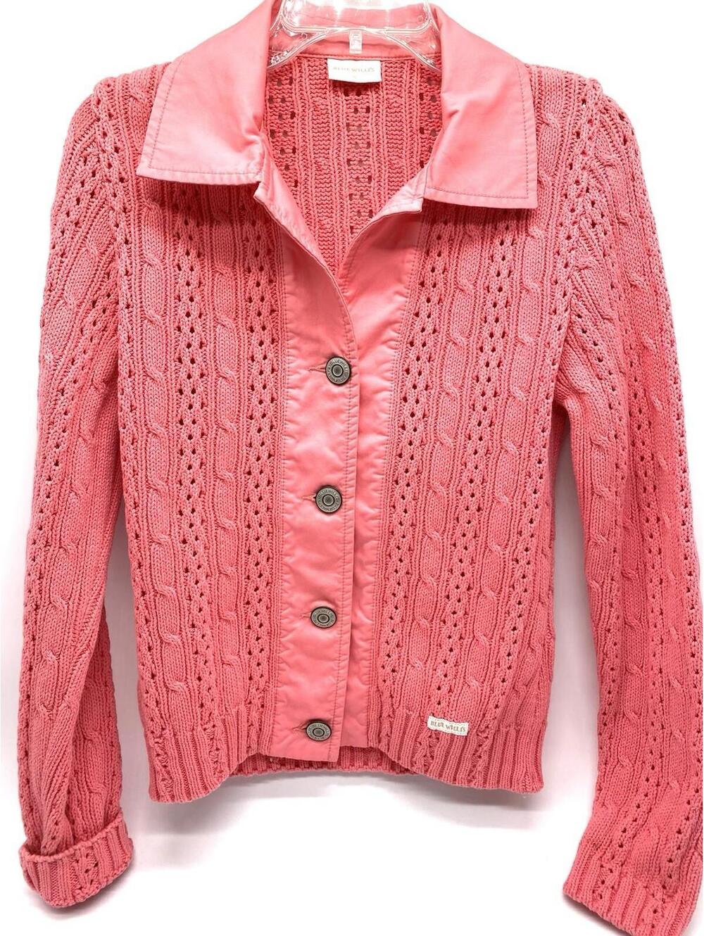 Blue Willi’s Danish Design Womens’ Button Up Knit Cotton Sweater Size Small